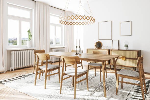 Interior of Scandinavian style dining room. Interior of Scandinavian style dining room.